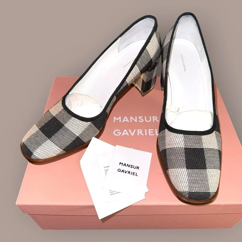Mansur Gavriel Women's Heels UK 4.5 Black Checkered 100% Other Court - Picture 8 of 14